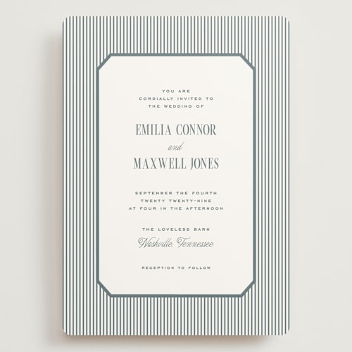 This is a capri wedding invitations with standard by Emily Betts called modern stripes printing on signature in grand