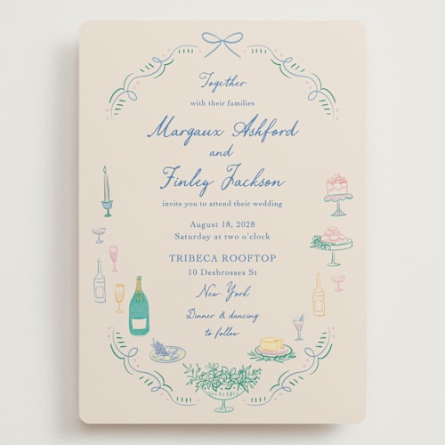This is a pastel wedding invitations with standard by Elly called dining printing on signature in grand