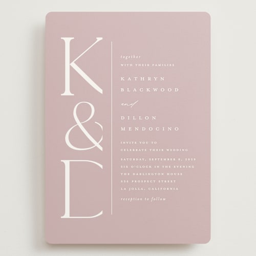This is a rose wedding invitations with standard by Erica Krystek called modern monogram printing on signature in grand