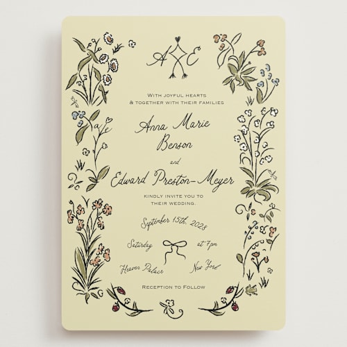 This is a oat wedding invitations with standard by Helena Vitto called love rests in a garden printing on signature in grand