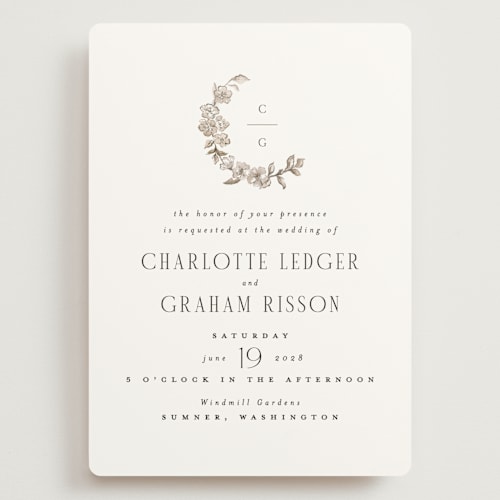 This is a sepia wedding invitations with standard by Itsy Belle Studio called daphne printing on signature in grand