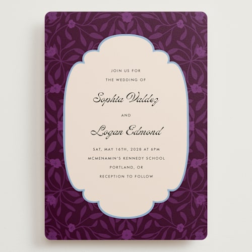 This is a amethyst wedding invitations with standard by Morgan Kendall called victorian chic printing on signature in grand