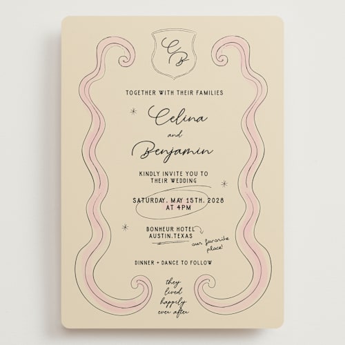 This is a linen wedding invitations with standard by Helena Vitto called modern fairy tale printing on signature in grand