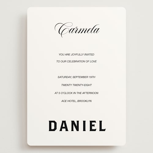 This is a lace wedding invitations with standard by Studio Suku called bold and demure printing on signature in grand