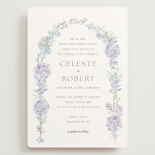 This is a toscana wedding invitations with standard by Claudia Orengo called hydrangea printing on signature in grand