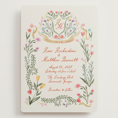 This is a sunset wedding invitations with standard by Maja Cunningham called chantilly printing on signature in grand