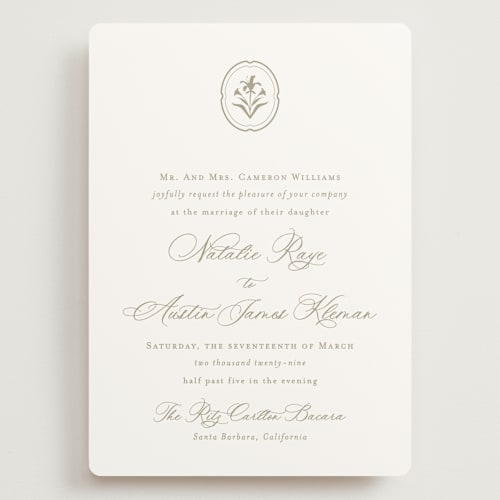 This is a paris rain wedding invitations with standard by Jennifer Postorino called calia printing on signature in grand