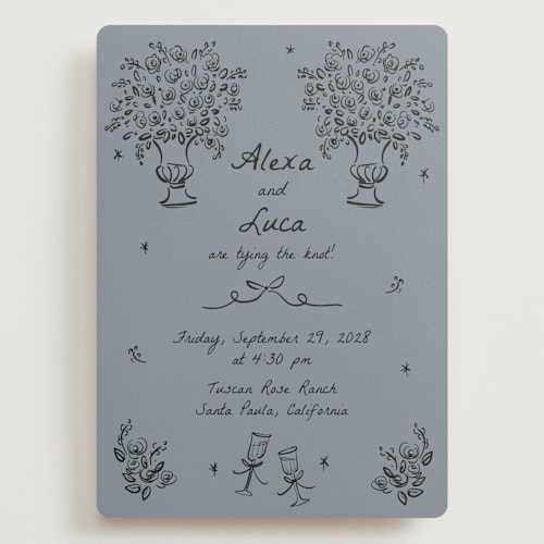 This is a sky wedding invitations with standard by Ani Somi called roses printing on signature in grand