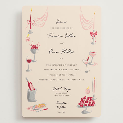 This is a cherry wedding invitations with standard by Sarah Rosenthal called velvet cherry printing on signature in grand