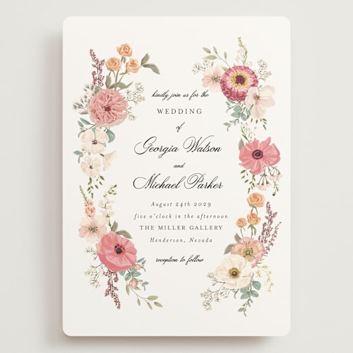 This is a sunset wedding invitations with standard by Susan Moyal called cherished printing on signature in grand