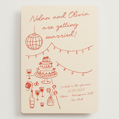 This is a sangria spark wedding invitations with standard by Zove Ahhh called party on! printing on signature in grand