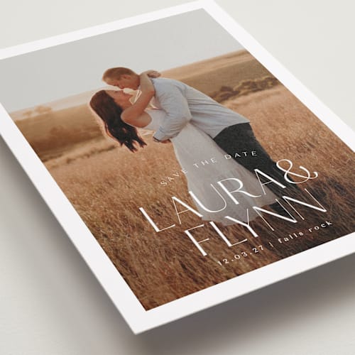 This is a cloud petite save the dates with standard by chocomocacino called nocciola printing on recycled smooth signature in petite