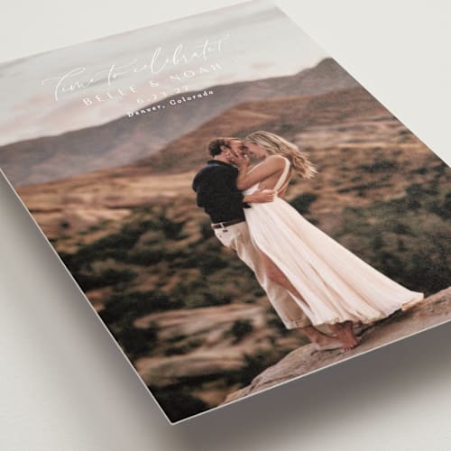 This is a pearl petite save the dates with standard by Alethea and Ruth called simple celebrate printing on recycled smooth signature in petite
