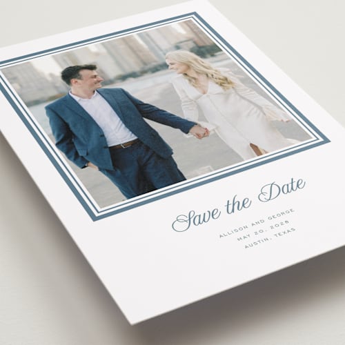 This is a winterberry petite save the dates with standard by Blustery August called lauren printing on recycled smooth signature in petite