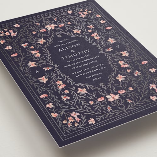 This is a westminster petite wedding invitations with foil pressed by Claudia Orengo called victorian printing on signature in petite