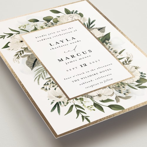 This is a vanilla petite wedding invitations with foil pressed by Susan Moyal called classic love printing on signature in petite