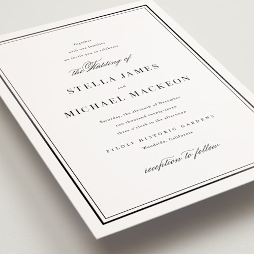 This is a cotton petite wedding invitations with foil pressed by Jennifer Postorino called polished printing on signature in petite