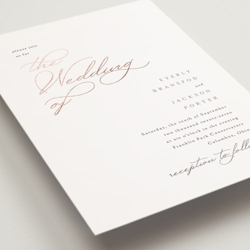 This is a snow petite wedding invitations with foil pressed by Kaydi Bishop called eternal printing on signature in petite