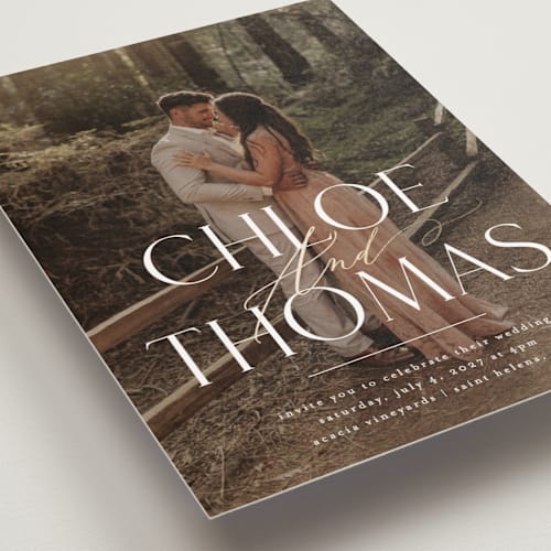 This is a silk petite wedding invitations with foil pressed by Kelly Schmidt called overlay printing on signature in petite