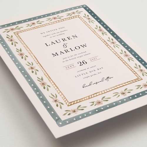 This is a sea petite wedding invitations with standard by leslie hamer called americana printing on signature in petite
