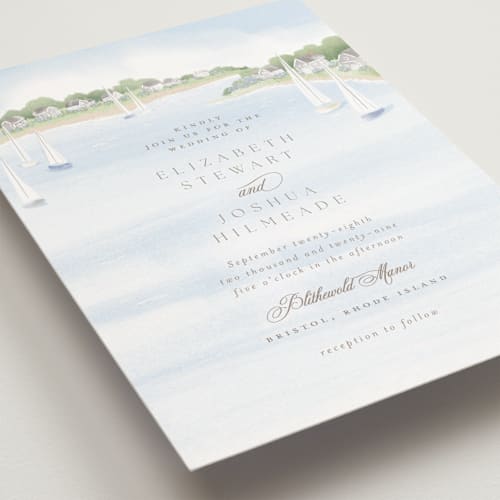 This is a aqua petite wedding invitations with standard by Jennifer Wick called bristol printing on signature in petite