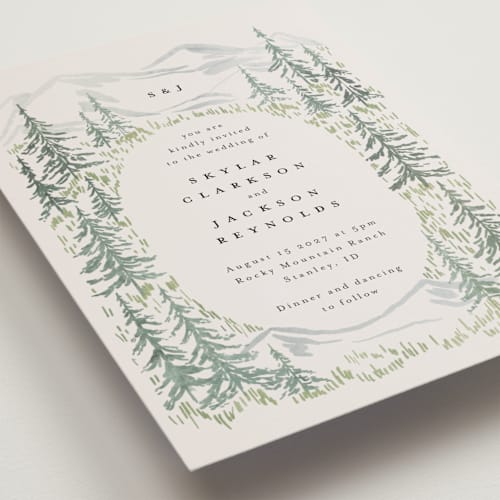 This is a forest petite wedding invitations with standard by Petra Kern called paradise printing on signature in petite
