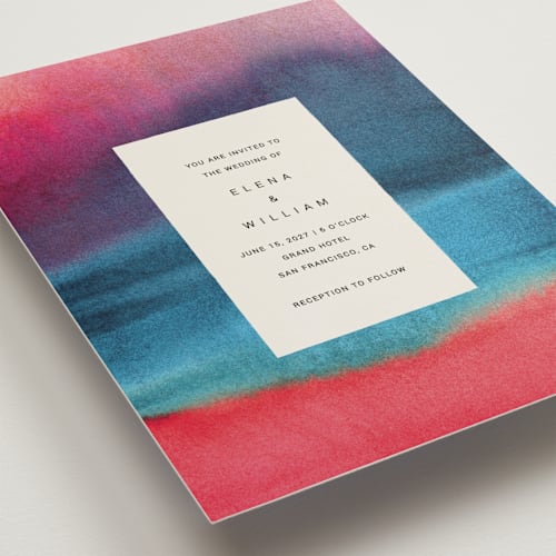 This is a sunset petite wedding invitations with standard by Sumak Studio called at dusk printing on signature in petite