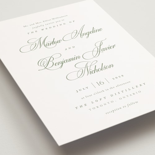 This is a garden petite wedding invitations with standard by Kelly Schmidt called chic script printing on signature in petite