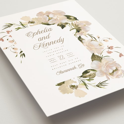 This is a pearl petite wedding invitations with standard by Leah Bisch called felicity printing on signature in petite