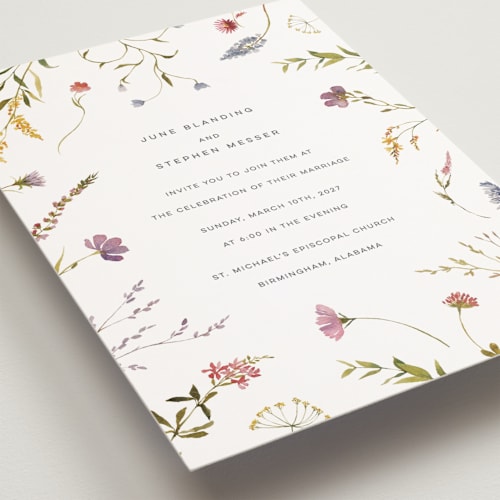 This is a sherbert petite wedding invitations with standard by Erin Hodges called untied printing on signature in petite