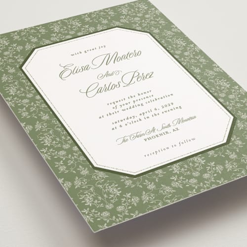 This is a forest petite wedding invitations with standard by Sherley Ferreira called vintage garden printing on signature in petite