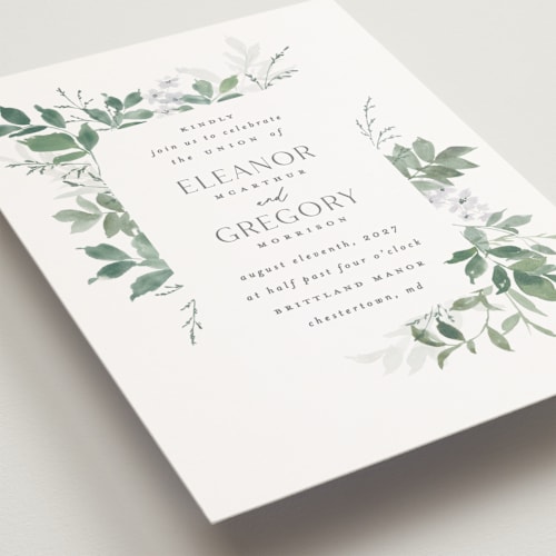 This is a fern petite wedding invitations with standard by Everett Paper Goods called grove printing on signature in petite
