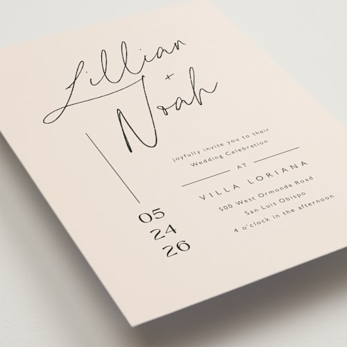 This is a creampuff petite wedding invitations with standard by Carolyn MacLaren called modern aligned printing on signature in petite