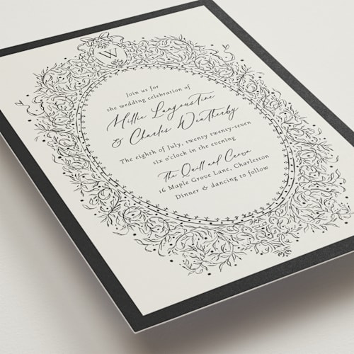 This is a latte petite wedding invitations with standard by Jackie Crawford called ornate sketched frame printing on signature in petite
