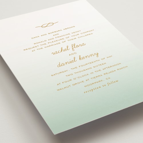 This is a mint petite wedding invitations with standard by SimpleTe Design called simple knot printing on signature in petite