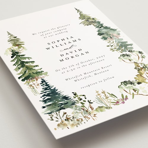 This is a forest petite wedding invitations with standard by Petra Kern called great outdoors printing on signature in petite