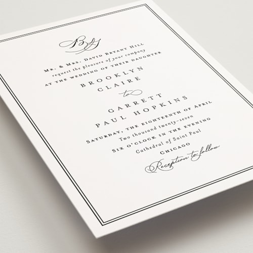 This is a noir petite wedding invitations with standard by Amy Kross called overlapping printing on signature in petite