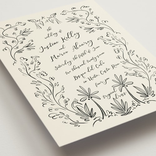 This is a ivory petite wedding invitations with standard by Ani Somi called sundaland gardens printing on signature in petite