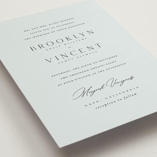 This is a sky petite wedding invitations with standard by Kelly Schmidt called merryvale printing on signature in petite