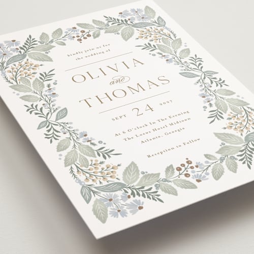 This is a meadow petite wedding invitations with standard by Kristen Smith called wild flora printing on signature in petite