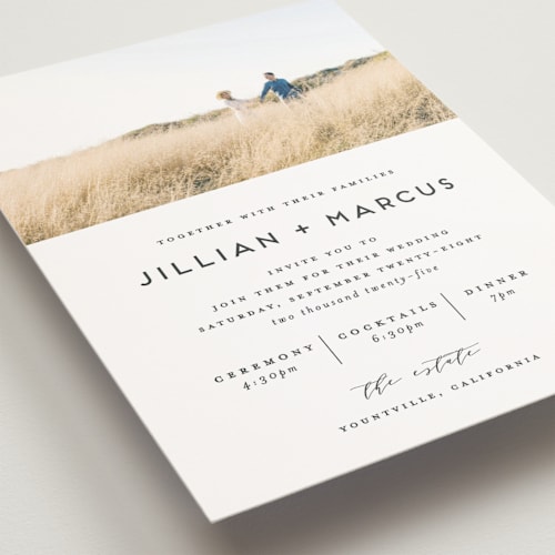 This is a linen petite wedding invitations with standard by Christie Garcia called picturesque printing on signature in petite