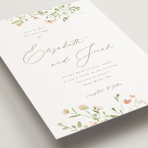 This is a toffee petite wedding invitations with standard by Everett Paper Goods called brynn printing on signature in petite