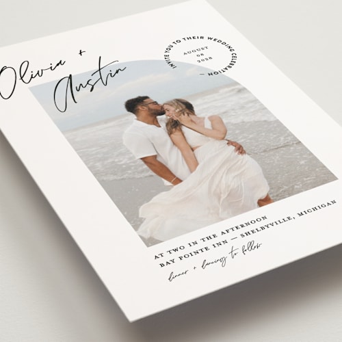 This is a cloud petite wedding invitations with standard by Pixel and Hank called merge printing on signature in petite