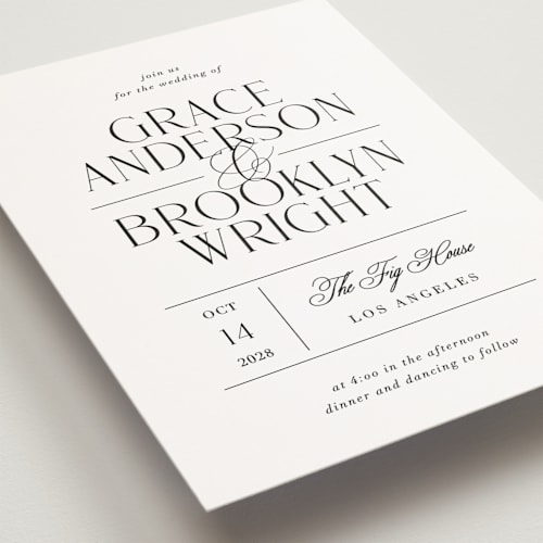 This is a caviar petite wedding invitations with standard by Olivia Raufman called grand scale printing on signature in petite