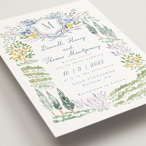 This is a summer petite wedding invitations with standard by Petra Kern called vineyard love printing on signature in petite