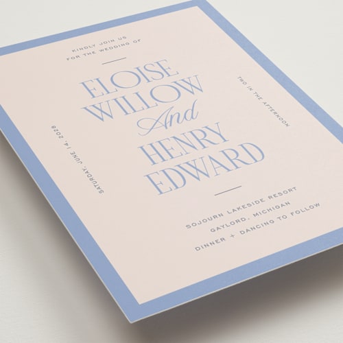 This is a canopy petite wedding invitations with standard by Pixel and Hank called threaded printing on signature in petite