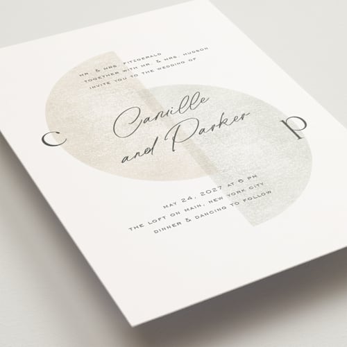 This is a stone petite wedding invitations with standard by Jackie Crawford called camille printing on signature in petite
