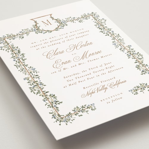 This is a lake petite wedding invitations with standard by Leah Bisch called arbour printing on signature in petite