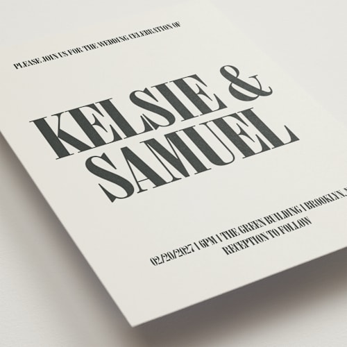 This is a ash petite wedding invitations with standard by Kelly Watkins called flynn printing on signature in petite