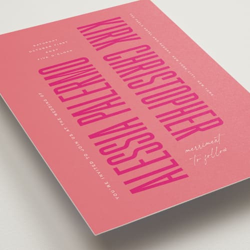 This is a fruit punch petite wedding invitations with standard by Ashley DeMeyere called pop romance printing on signature in petite